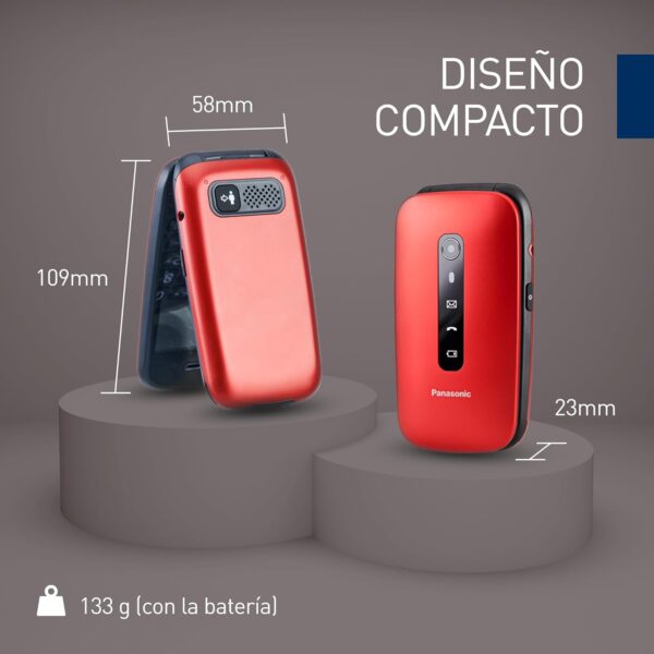 Panasonic KX-TU550EXR 4G Essentials Clamshell Teléfono Móvil para Personas Mayores, Cámara de 1.2 MP, con Pantalla Grande de 2.8", 300 Horas de Tiempo en Espera, Rojo - Image 11