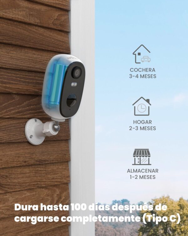 ieGeek 2K Camara Vigilancia WiFi Exterior/Interior sin Cables, Batería Recargable de 5200 mAh, Cámara IP de Seguridad con Impermeable, Detección de Movimiento PIR, Visión Nocturna, Audio de 2 Vias - Image 3