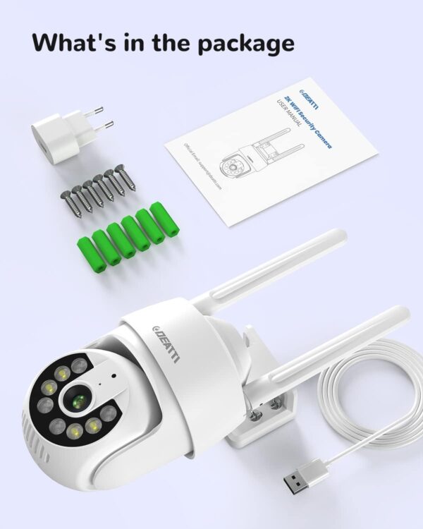 DEATTI Camara de Vigilancia WiFi Exterior, 2K Cámara IP PTZ para Exterior, CloudEdge App, Audio Bidireccional, Detector de Movimiento, Visión Nocturna, IP66, Soporta Tarjeta SD de 128G (No Incluido) - Image 9