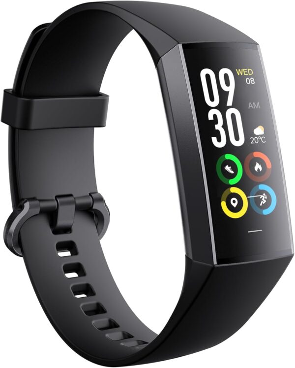 Pulsera Actividad Pantalla AMOLED de 1.1" Reloj Inteligente Mujer Hombre Smart Band Sueño, SpO2, Monitor de Frecuencia Cardíaca smartwatch Compatible con Android e iOS (C80 Negro)
