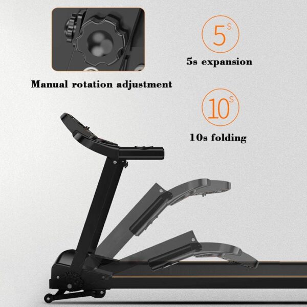 Cinta de correr plegable de 0,75 HP, inclinación manual, 220 lb, capacidad de peso, máquina para correr con monitor de frecuencia cardíaca, ahorro de espacio para entrenamiento de oficina en casa - Image 5