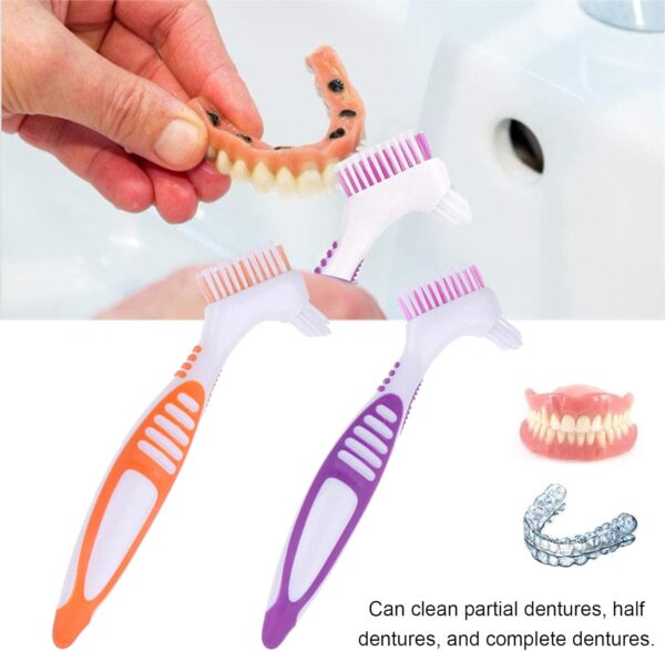 LacyMC 2 PCS Cepillo De Dientes Para Dentaduras,Cepillos de Limpieza de Prótesis Portátiles,Cepillos de Limpieza de Dentaduras,para Cuidado Dentaduras Postizas - Image 2