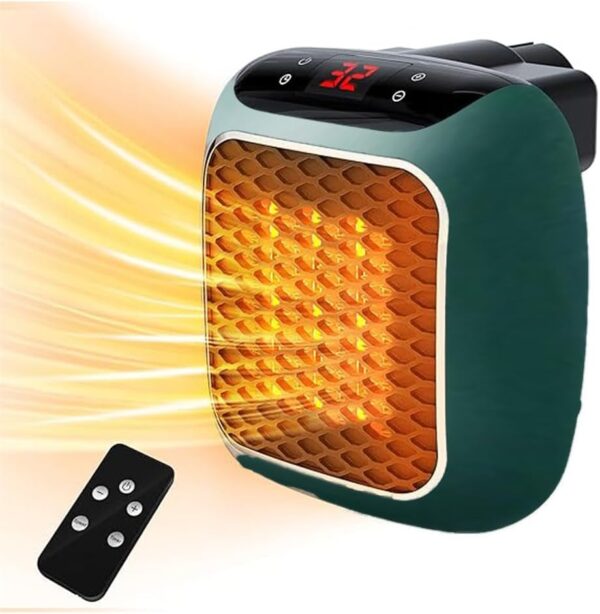 Calentadores De Ventilador Portátiles PTC Cerámica Calefacción Rápida Calentador Tip-Over Y Protección Contra Sobrecalentamiento Calentador de Espacio Para El Hogar Dormitorio Oficina (Green)