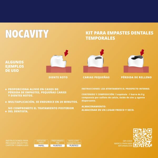 Nocavity - Kit de relleno dental temporal - Aísla la cavidad dental y reduce el dolor en caso de pérdida de empastes, pequeñas caries y dientes rotos - Image 2