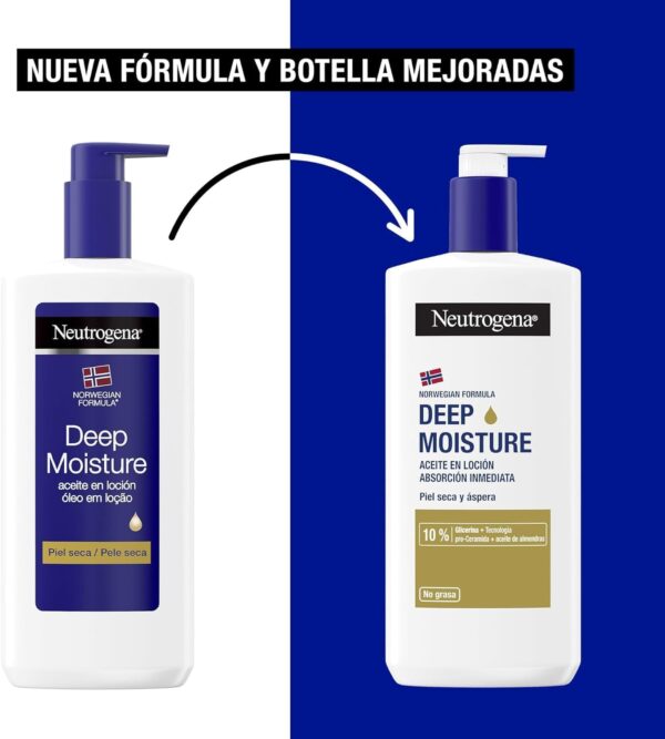 Neutrogena Fórmula Noruega Hidratación Profunda Loción corporal de Absorción Inmediata Enriquecida con Aceite de Almendras (400 ml), crema hidratante con tecnología Pro-Ceramida - Image 7