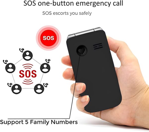 artfone Teléfono Móvil para Personas Mayores Teclas Grandes con Tapa Pantalla de 2,4 Pulgadas Tecla de Emergencia Botón SOS Fácil de Usar para Ancianos Flip F20 Negro - Image 2