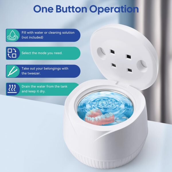 Coikes Limpiador Ultrasónico UV 45 kHz Limpiador Ultrasonidos Dental para Dentaduras Postizas, Alineador, Retenedor Joyería De La Máquina De Limpieza Para Joyas y Todos los Aparatos Dentales - Image 7
