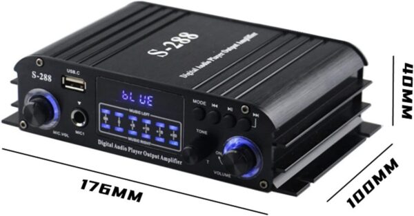 Etlephe 4 Canales Amplificador Audio,Amplificador HiFi,Amplificador Estéreo Bluetooth 5.0,2000W,FM Radio Portátil SD Card/USB Input/FM Radio, para el hogar o tu Coche 50W x4 - Image 9