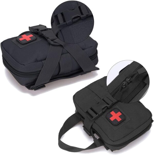 Kit de Primeros Auxilios tácticos de Emergencia Vacío, Viaje al aire libre Portable Bolsa médica de Primeros Auxilios(Negro) - Image 3