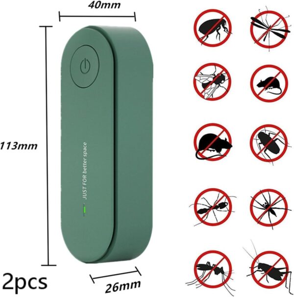 Repelente Mosquitos electrónico Repelente Mosquitos ultrasónico 2 Piezas Repelente electrónico Repelente Ultrasónico de Plagas Electrónico Repelente Mosquitos Eficaces contra Insectos - Image 2