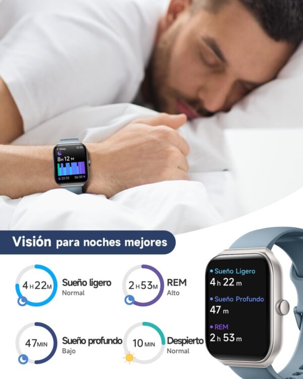 TOOBUR Reloj Inteligente Mujer Hombre, Smartwatch Alexa Incorporada 1.95" Pantalla IP68 Sumergible con Llamada/Seguimiento del Frecuencia Cardíaca/Sueño para iOS Android - Image 6