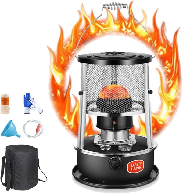 scosao Estufa de Queroseno para Interiores, Calefactor de Petróleo con Mecha, Portatil 4.5l Estufa de Calentamiento, Calefacción de Estufa Camping Exterior, 9000 BTU/H, 20㎡ Rango de Calentamiento