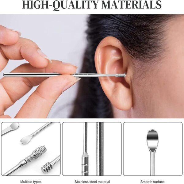 8pcs tapones para los oídos kits de eliminación de cerumen kit de herramientas de limpieza de oído cureta herramienta de eliminación de cerumen cepillo - Image 5