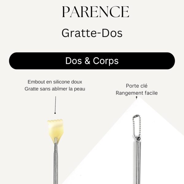 PARENCE - Raspador trasero extensible portátil de acero inoxidable, raspador trasero telescópico - masajeador de espalda - masaje corporal y raspado - Image 3
