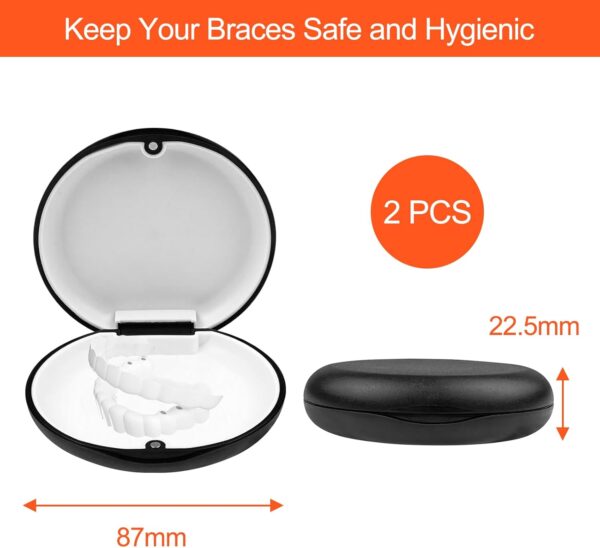 Avesteir 2 Piezas caja ferula dental, caja ortodoncia, caja de almacenamiento para dentaduras postizas, funda dentadura resistente, caso alineador dentales fácil de limpiar (negro) - Image 2