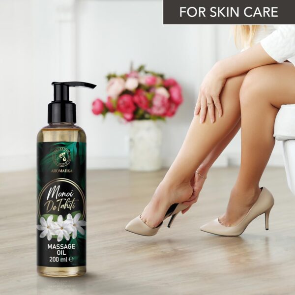 Aceite de Masaje Monoi de Tahiti 200ml - Aceite Corporal Relajante con Extracto de Gardenia Tahitensis - Semilla de Uva - Jojoba - Almendra - Melocotón y de Coco - Image 6
