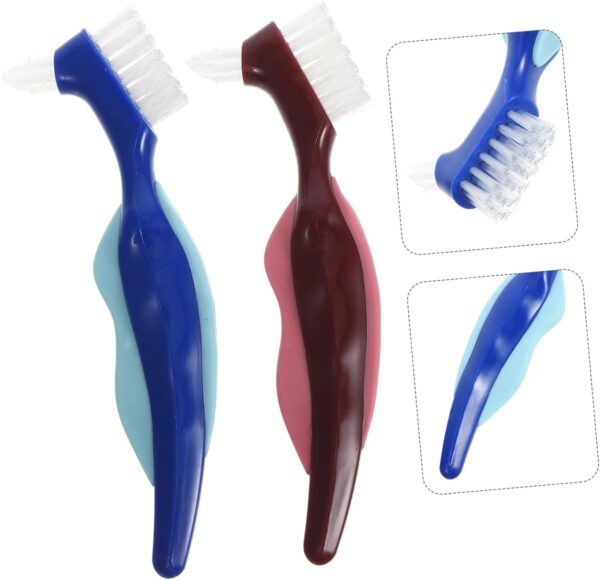 Healeved 4 Uds Cepillo De Para Dentaduras Postizas De Ancianos Cabezal Doble Cepillo Para Dentaduras Postizas Cepillo De Pequeño Cepillo De Para Dentaduras - Image 3