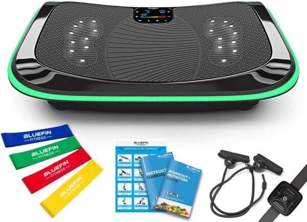 Bluefin Plataforma Vibratoria de Fitness con Triple Motor 4D | Masaje de Terapia Magnética I Altavoces Bluetooth 4.0 (Negro)