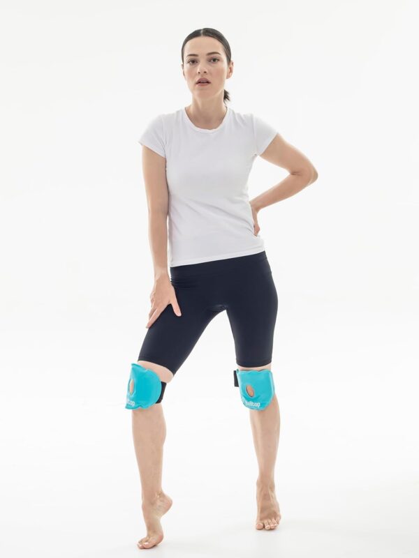 Pack de 2 bolsas de gel frío/calor reutilizables. Hielo lesiones (rodillera ligamento y menisco) con banda de compresión. Bolsa caliente para microondas y compresas gel frío lesiones para congelador - Image 4