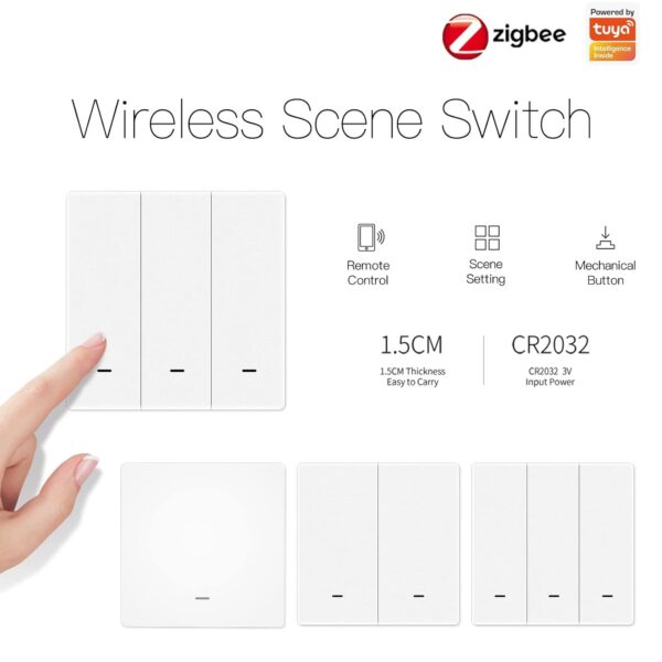 Interruptor inalámbrico MOES Tuya ZigBee, Interruptor Transmisor a Través de TUYA/Smart Life, Escenario de Automatización del hogar inteligente, 1 Gang - Image 2