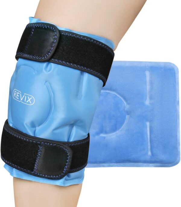 REVIX Paquete de Hielo para Alivio del Dolor de Rodilla, Envoltorio de Gel Frío Reutilizable para Lesiones en las Piernas, Hinchazón, Cirugía de Reemplazo de Rodilla, Terapia de Compresión Fría