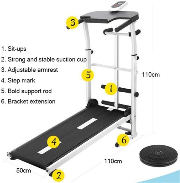 BCLGCF Cinta De Correr Plegable: Máquina De Trabajo Manual Cardio Fitness Exercise Incline Home Running Machine, Equipo De Fitness Silencioso Multifuncional - Image 6