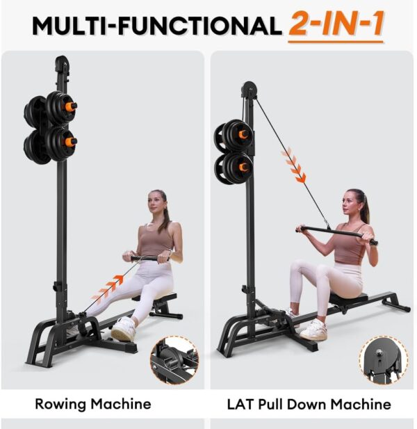 ONETWOFIT Máquina de Remo Plegable y Máquina LAT Pull Down 2 en 1 Multifunción Máquina de Remo Compacta para el Hogar, Remo Bajo Cable Fitness Power Tower Plegable - Image 6
