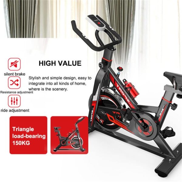 ZJDU Bicicletas Estáticas para Interiores,Bicicleta De Entrenamiento De Entrenamiento Cardiovascular,Transmisión por Correa Silenciosa,con Monitor LCD De Resistencia Ajustable Y Portabidones - Image 2