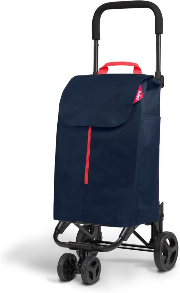 Gimi Twin Urban Azul Carro de la Compra, Fácil de Empujar y Llevar, 50 Litros de Capacidad de Carga, 39 x 52 x 95 cm, Azul, Grande