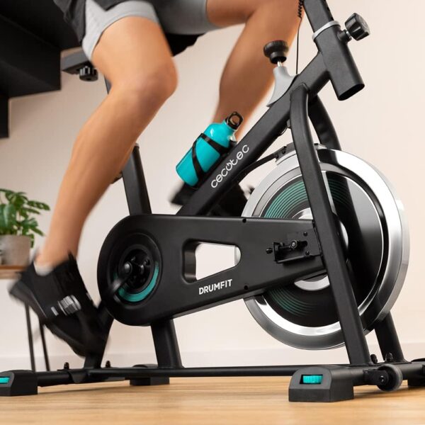 Cecotec Bicicleta Estática Indoor DrumFit Indoor, Volante de inercia de 6 a 13 Kg, Resistencia Manual, Monitor LCD, Pulsómetro, Soporte de Dispositivos, Botella, Porta Botellas y Calapiés - Image 4