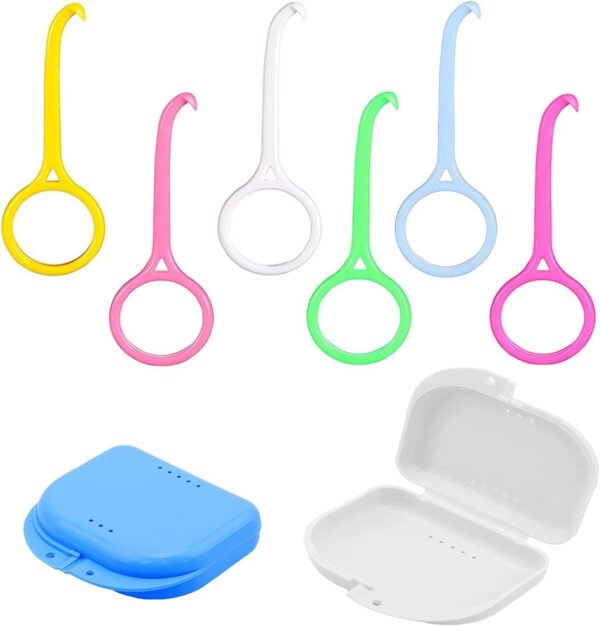 NITAIUN 2 Piezas Retenedor de Ortodoncia Retención Contenedor 6 Piezas Herramienta de Extracción de Alineador de Diente Invisible Removedor, Alineador Dentales Cuidado Oral de Dentaduras