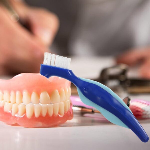 Beavorty 4 cepillos de dientes de doble cabeza para dentaduras postizas, cepillo de limpieza de dentaduras postizas, cepillos de dientes para limpieza de retenedores, soportes transparentes y - Image 3