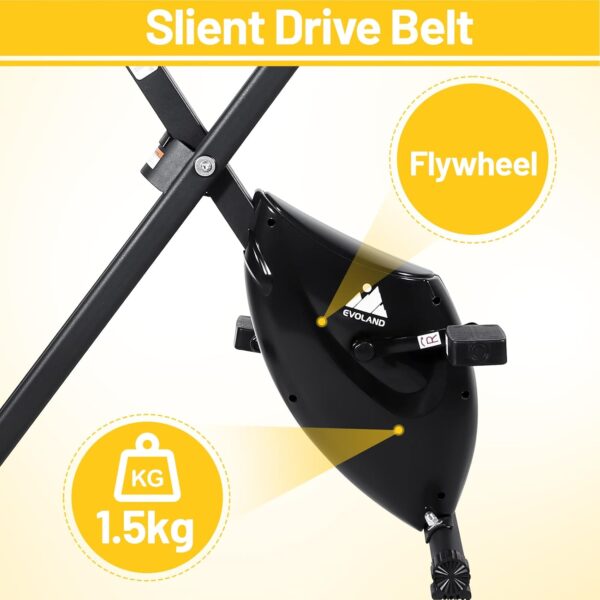 EVOLAND - Bicicletas de ejercicio plegables con pantalla LCD de 8 niveles de resistencia, bicicleta estática de ergómetro para uso doméstico, carga máxima de 265 libras - Image 6