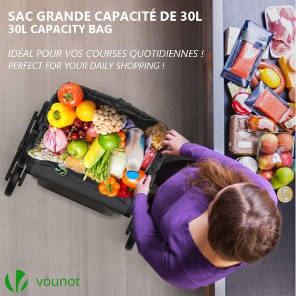 VOUNOT Carro de la Compra con 6 Ruedas para Subir Escaleras, Carrito de la Compra Plegable, Bolsa Impermeable de 32 L, Gris - Image 4