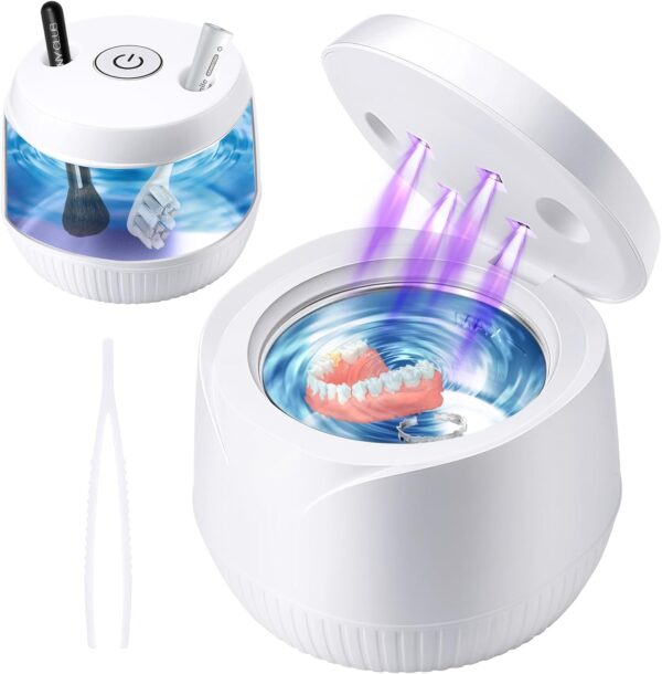 Coikes Limpiador Ultrasónico UV 45 kHz Limpiador Ultrasonidos Dental para Dentaduras Postizas, Alineador, Retenedor Joyería De La Máquina De Limpieza Para Joyas y Todos los Aparatos Dentales