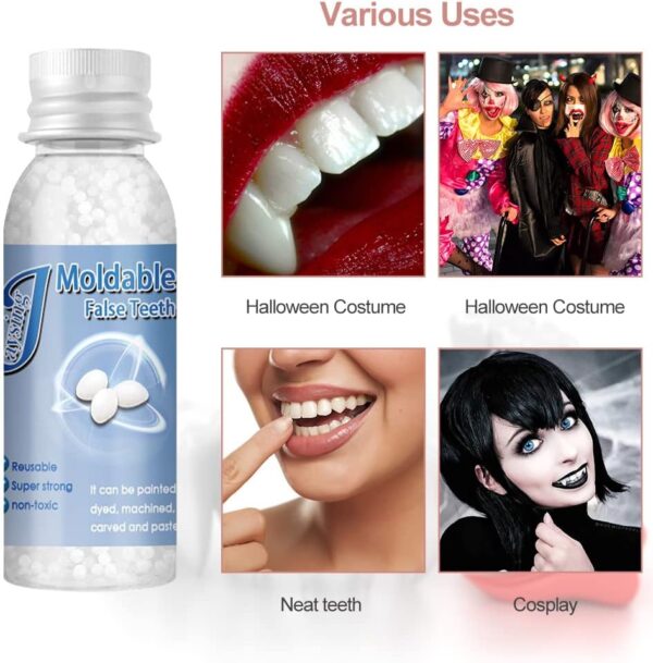 Kit de Reparación de Dientes Temporal, Reemplazos de Dientes Temporales, Dientes falsos moldeables temporales para reparar el relleno del diente roto faltante, Ajuste Instantáneo y Sonrisa Segura,10ml - Image 6