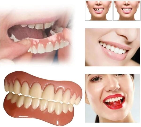 SKHAOVS 7 Pares Dentaduras Postizas Instantáneas, Dientes de Carillas Cosméticas, Dentaduras Temporales Postizos de Superior E Inferior Dientes, Perfecta Sonrisa Dientes Prótesis Chapa - Image 2