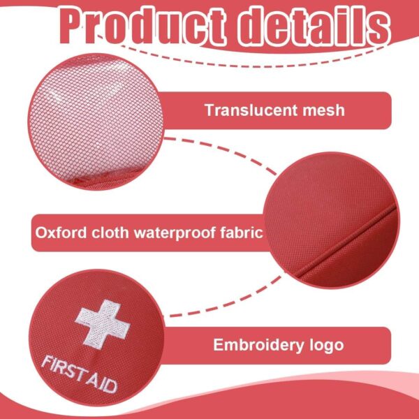 XPEX 2 Piezas Kit De Primeros Auxilios De Viaje Portátil,230 * 130Mm Bolsa Medicamentos Viaje, Mini Vacío Botiquín De Primeros Auxilios, Para El Hogar Montañismo Al Aire Libre,Salvaje(Rojo/Gris) - Image 3