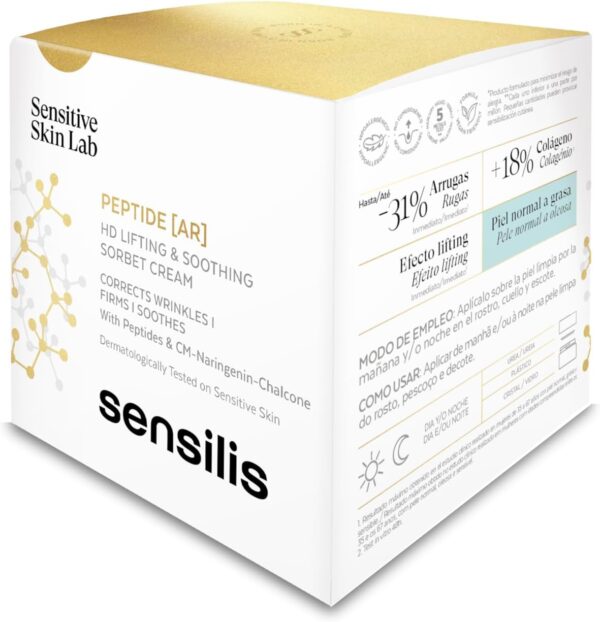 Sensilis Peptide AR - Crema Sorbete Efecto Lifting y Calmante, Con Péptidos y Ácido Hialurónico, Para Piel Normal a Grasa y Sensible - 50 Ml - Image 2