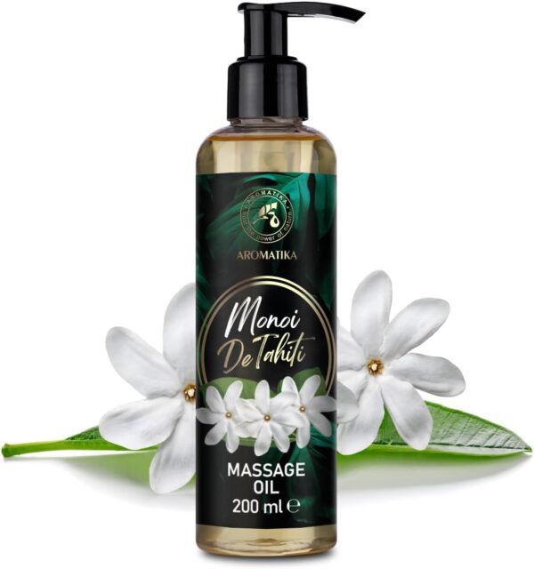 Aceite de Masaje Monoi de Tahiti 200ml - Aceite Corporal Relajante con Extracto de Gardenia Tahitensis - Semilla de Uva - Jojoba - Almendra - Melocotón y de Coco - Image 2