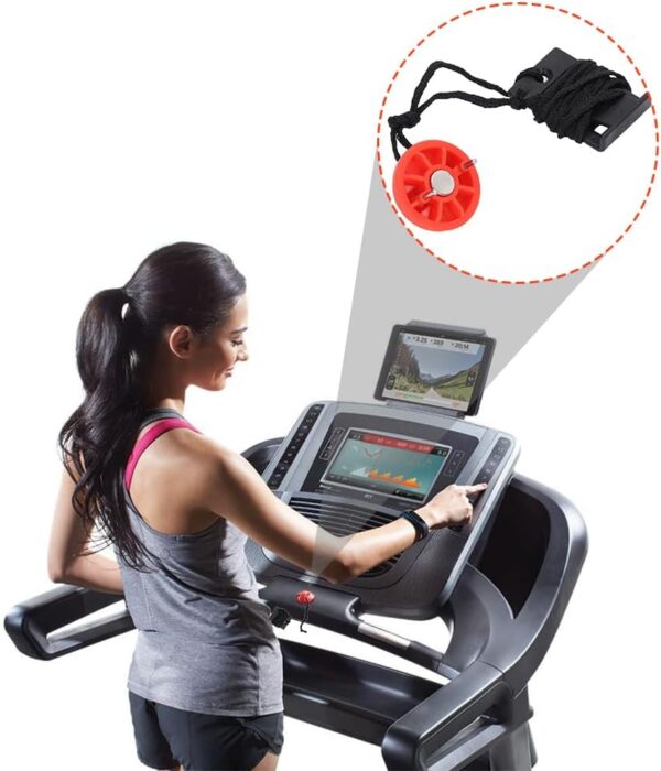 Lwuey Llave de Seguridad para Máquina Correr, Roja Universal Cintas Interruptores Treadmill Detenerse Compatible Safety Key Magnético Emergencia Bloqueo Cuerda Reemplazo Clavijas Rectangular 2Piezas - Image 4