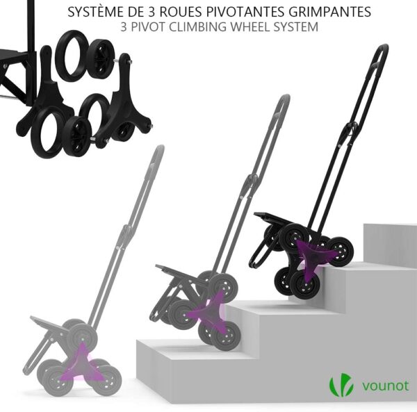 VOUNOT Carro de la Compra con 6 Ruedas para Subir Escaleras, Carrito de la Compra Plegable, Bolsa Impermeable de 32 L, Gris - Image 5
