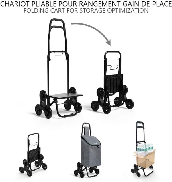 VOUNOT Carro de la Compra con 6 Ruedas para Subir Escaleras, Carrito de la Compra Plegable, Bolsa Impermeable de 32 L, Gris - Image 6