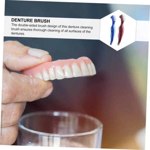 Healeved 4 Uds Cepillo De Para Dentaduras Postizas De Ancianos Cabezal Doble Cepillo Para Dentaduras Postizas Cepillo De Pequeño Cepillo De Para Dentaduras - Image 5