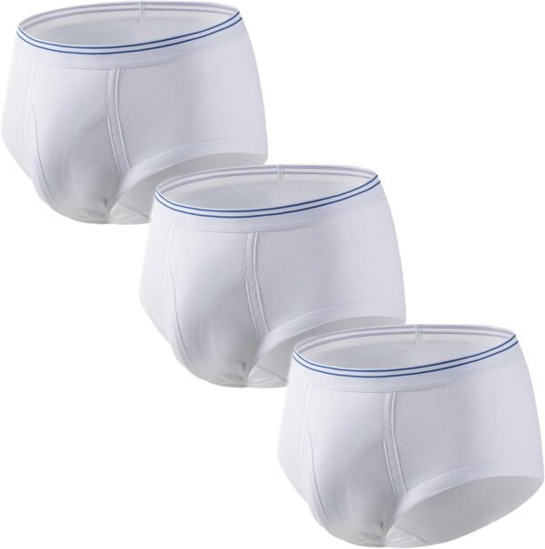 FAMI HELPER 3 Paquetes Calzoncillos de Incontinencia para Hombre, Lavables y Reutilizables Con 200ML Almohadilla Absorbente Blanco Talla S