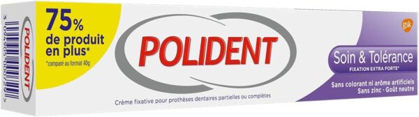 Polident Crema Fijativa para Prótesis Dentales Parciales/Completas Cuidado y Tolerancia 77 g - Image 6