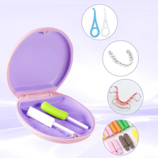 EUPSIIU 2 Piezas Caja Ferula Dental, Caja De Retenedor, Caja de Dentaduras, Caja de Retención de Ortodoncia, Caja Dentadura Postiza, Caja de Prótesis, Almacenamiento por Alineadores Dentales (Rosa) - Image 5