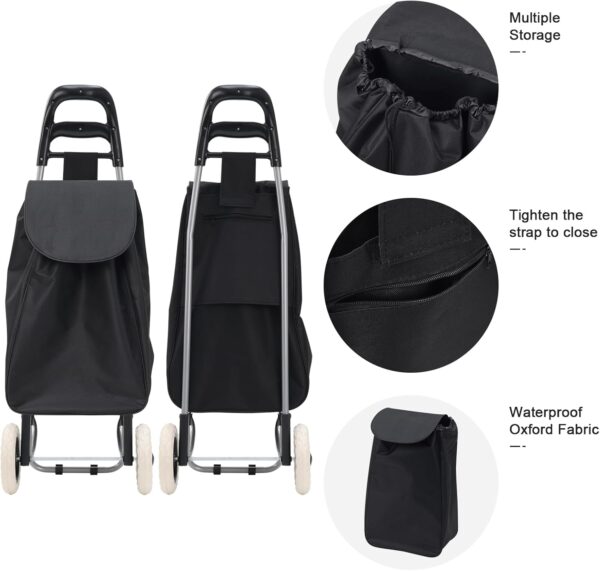 HOME RIGHT Carrito de la compra plegable, color negro - Image 4