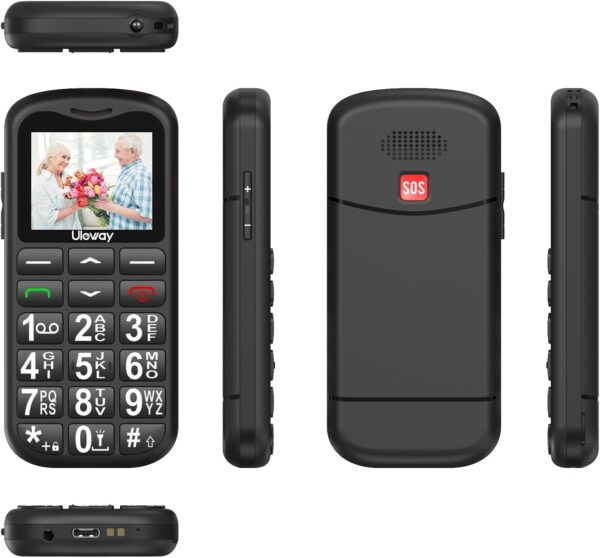 uleway 4G Teléfono Móvil para Personas Mayores, Senior Moviles de Teclas Grandes con Base de Carga, Botón SOS, USB-C, Llamada Rápida, Fácil de Usar Celular para Ancianos, Sistema Sencillo (Negro) - Image 9