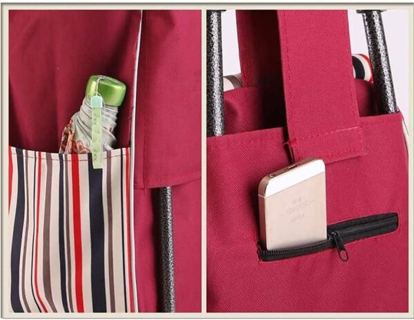 Bolsas de la compra reutilizables, Bolso de reemplazo de la carrito de compras plegable, portátil impermeable 40l Oxford Paño carro de compras Bolsos de la carretilla de respaldo, bolsa de repuesto de - Image 6